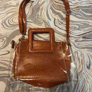 2 in 1 brown crocodile print bag with clear cover